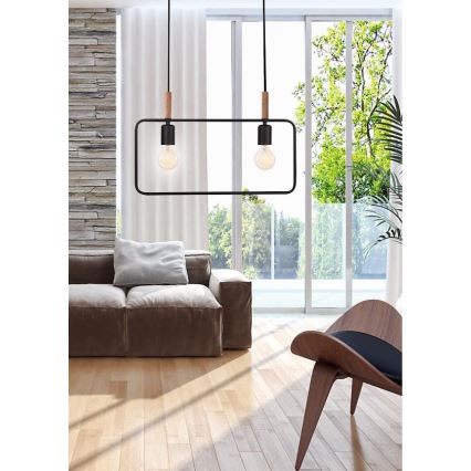 Kattokruunu narulla FRAME 2xE27/60W/230V musta