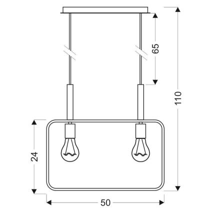 Kattokruunu narulla FRAME 2xE27/60W/230V musta