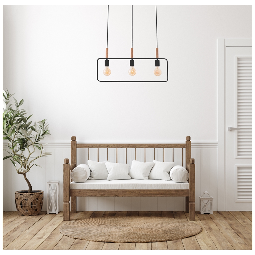 Kattokruunu narulla FRAME 3xE27/60W/230V musta