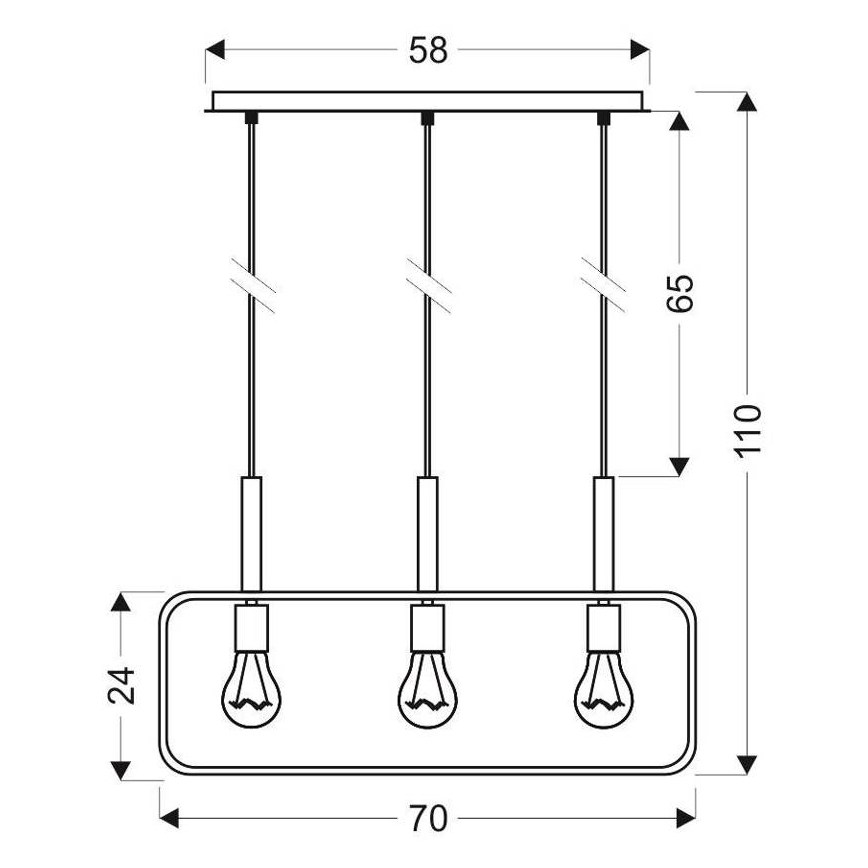 Kattokruunu narulla FRAME 3xE27/60W/230V musta
