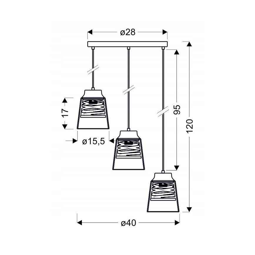 Kattokruunu narulla FRESNO 3xE27/60W/230V