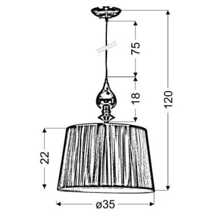 Kattokruunu narulla GILLENIA 1xE27/60W/230V