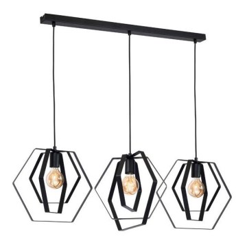 Kattokruunu narulla HEXAGON 3xE27/60W/230V musta