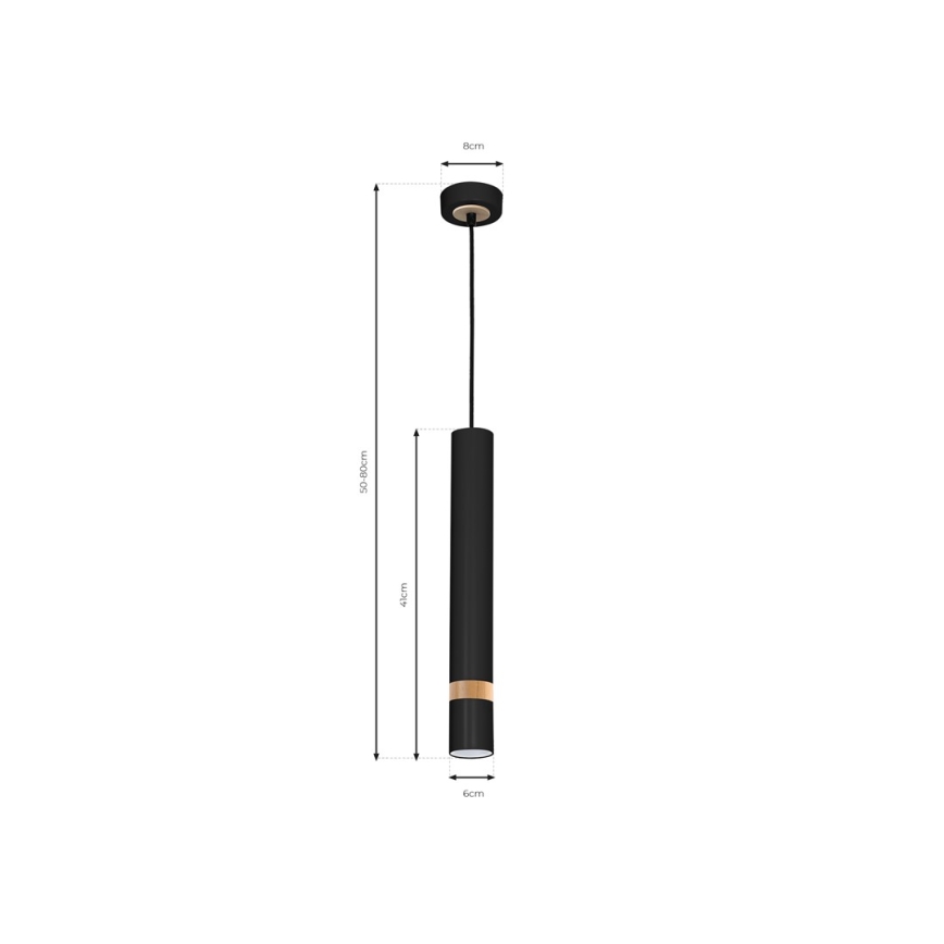 Kattokruunu narulla JOKER BLACK WOOD 1xGU10/8W/230V