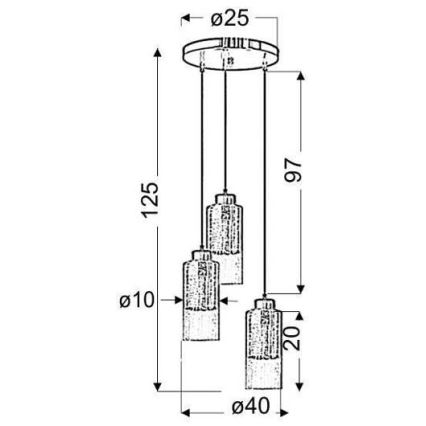 Kattokruunu narulla LIBANO 3xE27/60W/230V