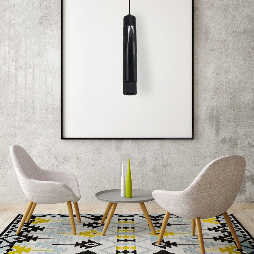 Kattokruunu narulla MARBLE 1xGU10/8W/230V musta