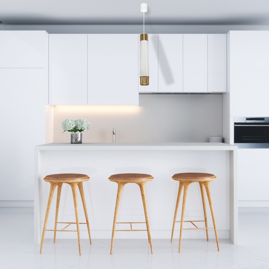 Kattokruunu narulla Marble white/brass 1xGU10/8W/230V