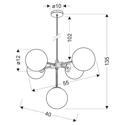 Kattokruunu narulla MATI 5xG9/28W/230V