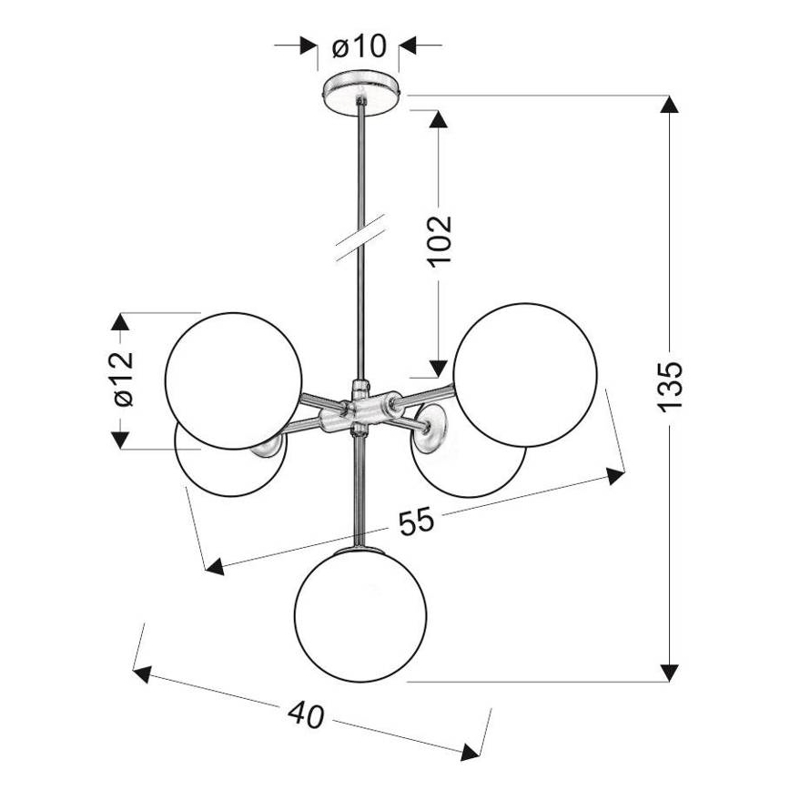 Kattokruunu narulla MATI 5xG9/28W/230V