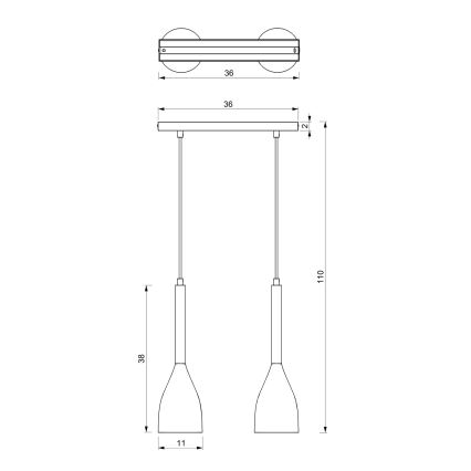 Kattokruunu narulla MUZA 2xE27/60W/230V