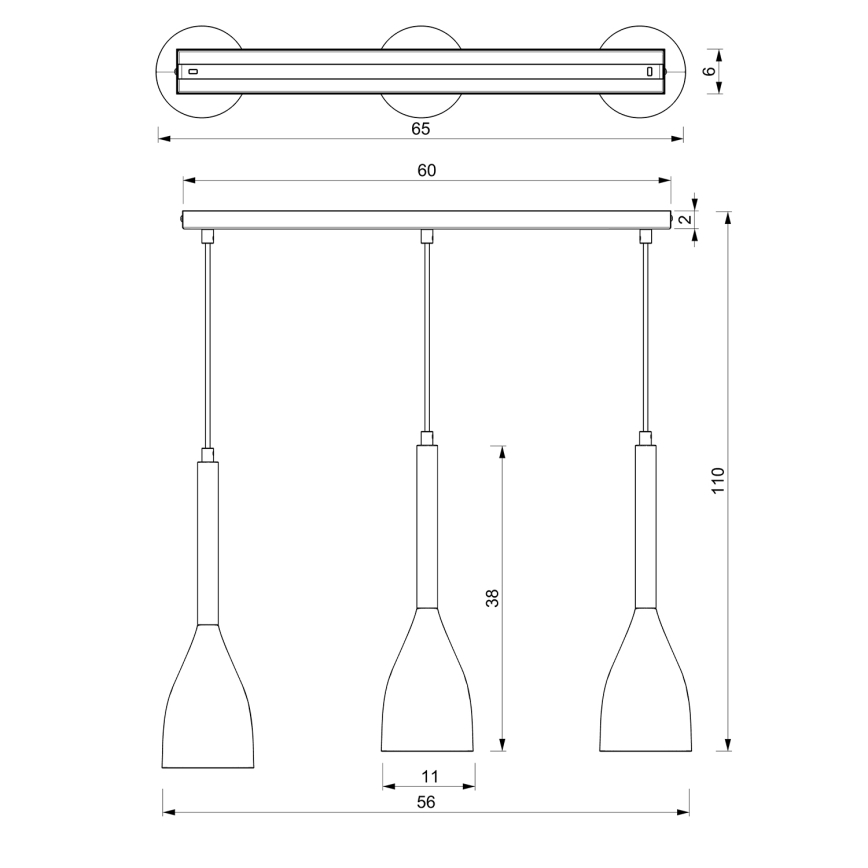Kattokruunu narulla MUZA 3xE27/60W/230V