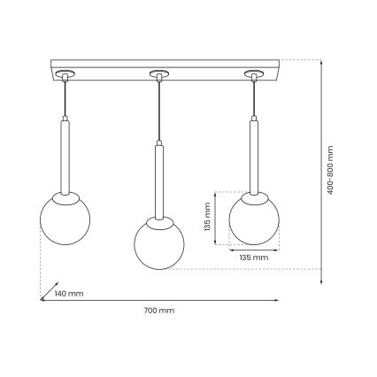 Kattokruunu narulla PARMA 3xE14/40W/230V