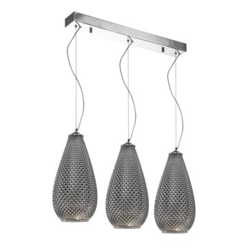 Kattokruunu narulla PETRA 3xE27/60W/230V harmaa