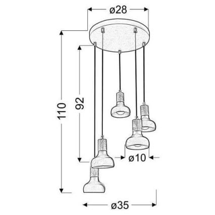 Kattokruunu narulla PUERTO 5xE14/40W/230V