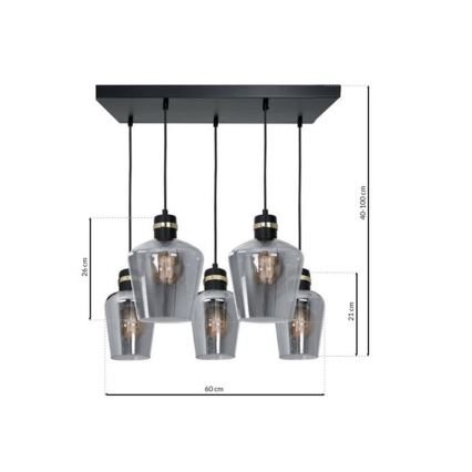 Kattokruunu narulla RICHMOND 5xE27/60W/230V