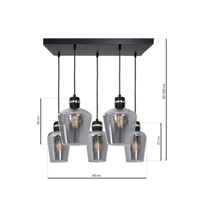 Kattokruunu narulla RICHMOND 5xE27/60W/230V