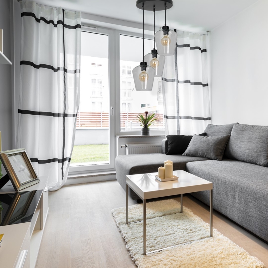 Kattokruunu narulla SANTIAGO 3xE27/60W/230V läpinäkyvä