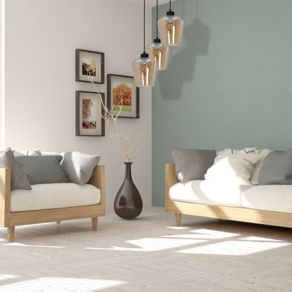 Kattokruunu narulla SANTIAGO 3xE27/60W/230V ruskea