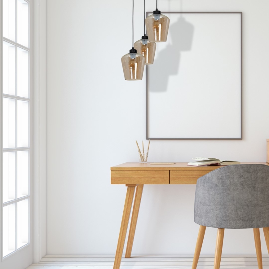 Kattokruunu narulla SANTIAGO 3xE27/60W/230V ruskea