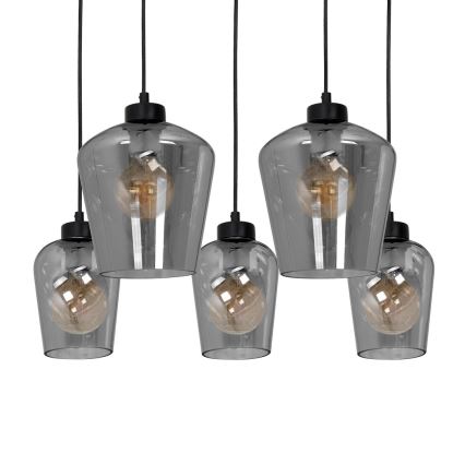 Kattokruunu narulla SANTIAGO 5xE27/60W/230V musta