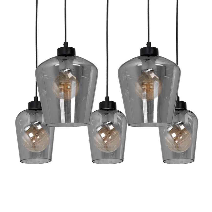 Kattokruunu narulla SANTIAGO 5xE27/60W/230V musta