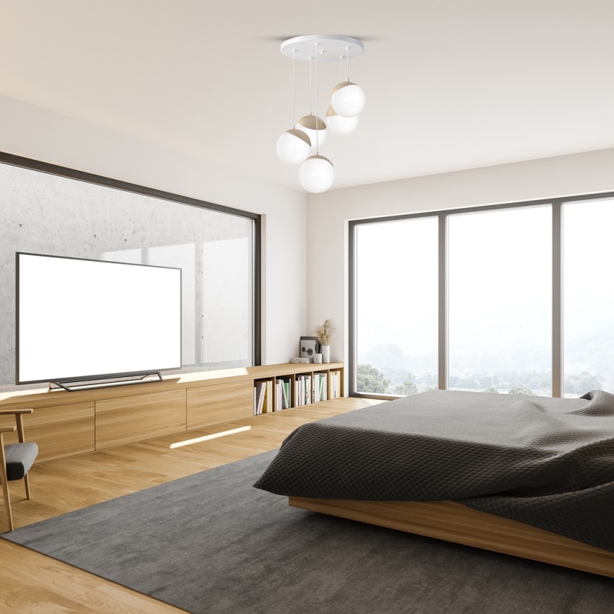 Kattokruunu narulla SFERA WOOD 5xE14/40W/230V