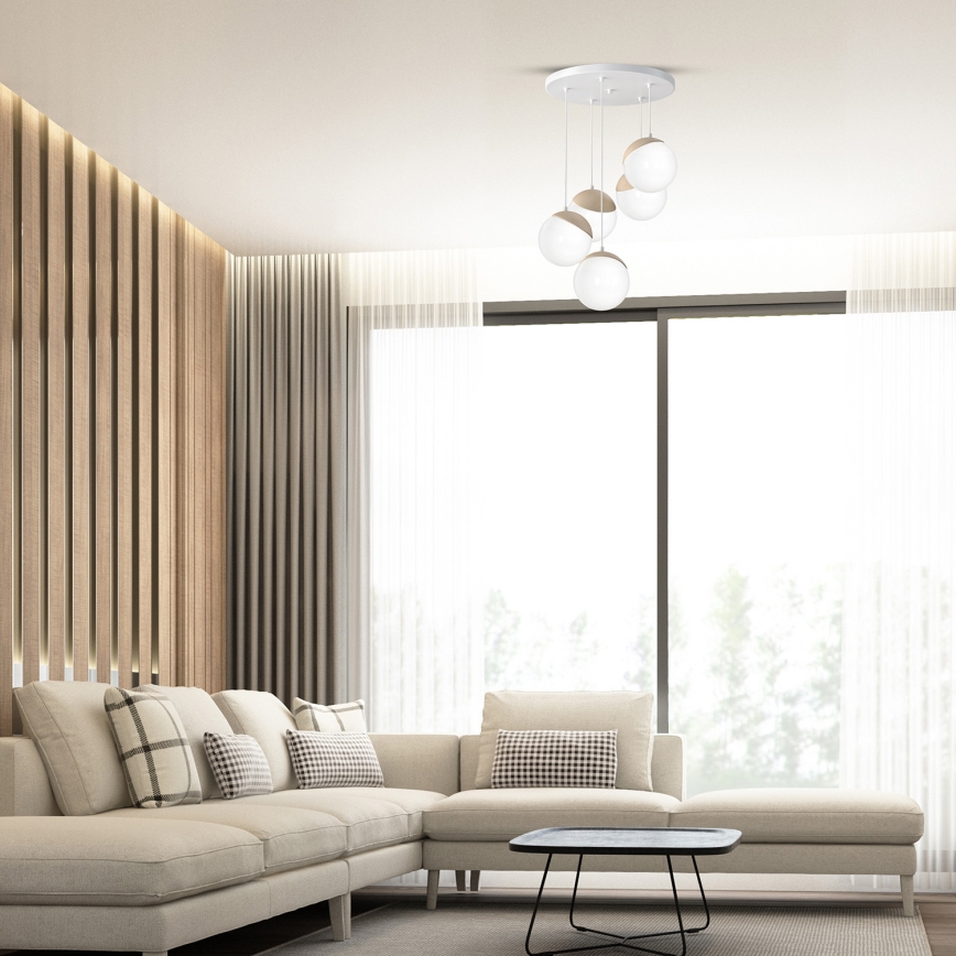 Kattokruunu narulla SFERA WOOD 5xE14/40W/230V