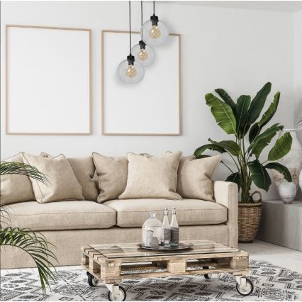 Kattokruunu narulla SOFIA 3xE27/60W/230V läpinäkyvä