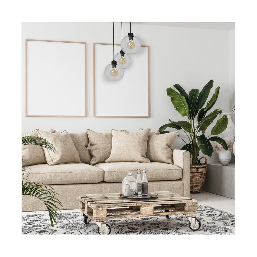 Kattokruunu narulla SOFIA 3xE27/60W/230V läpinäkyvä