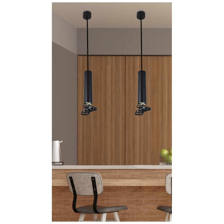 Kattokruunu narulla TUBA 1xGU10/50W/230V musta