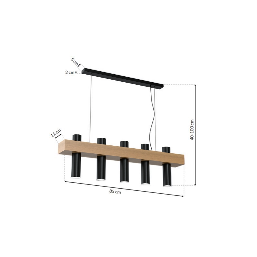 Kattokruunu narulla WEST 5xGU10/25W/230V