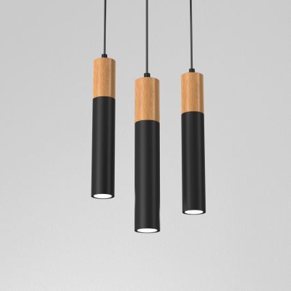 Kattokruunu narussa CASSA 3xGU10 / 60W / 230V musta pyöreä