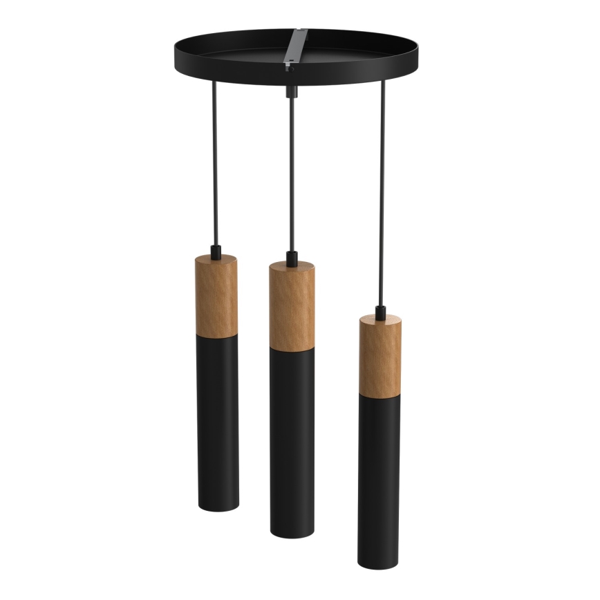 Kattokruunu narussa CASSA 3xGU10 / 60W / 230V musta pyöreä