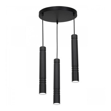 Kattokruunu narussa IMPLODE 3xGU10 / 8W / 230V musta pyöreä