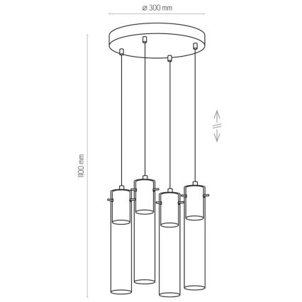 Kattokruunu narussa LOOK GRAPHITE 4xGU10/50W/230V