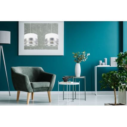 Kattokruunu narussa MILO 2xE27 / 60W / 230V hopea