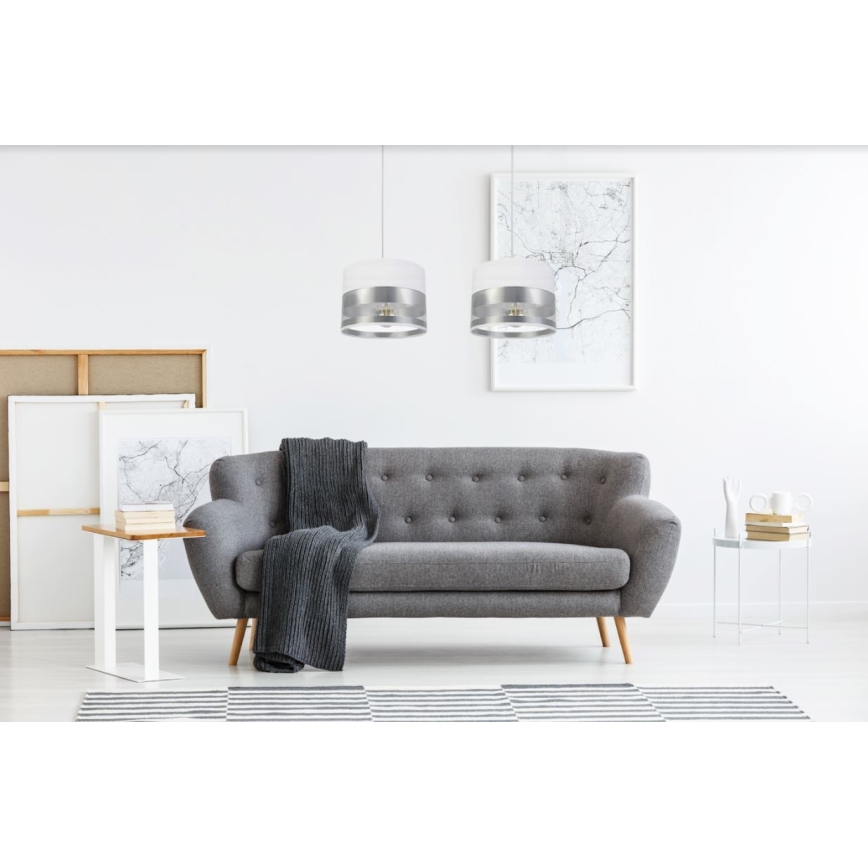 Kattokruunu narussa MILO 2xE27 / 60W / 230V hopea