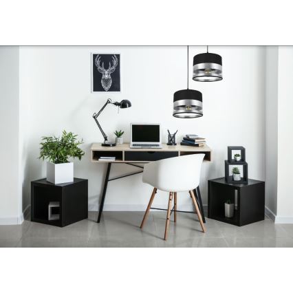 Kattokruunu narussa MILO 2xE27 / 60W / 230V hopea / musta