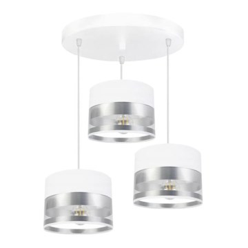 Kattokruunu narussa MILO 3xE27 / 60W / 230V hopea