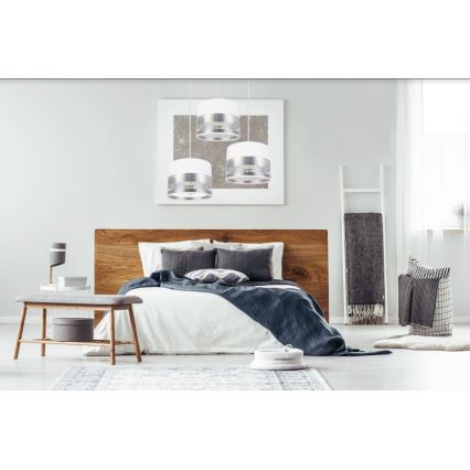 Kattokruunu narussa MILO 3xE27 / 60W / 230V hopea