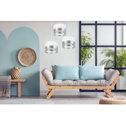 Kattokruunu narussa MILO 3xE27 / 60W / 230V hopea