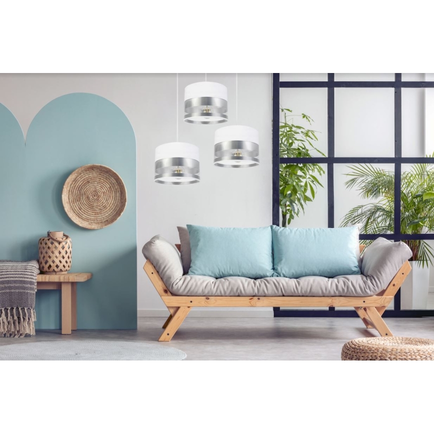 Kattokruunu narussa MILO 3xE27 / 60W / 230V hopea