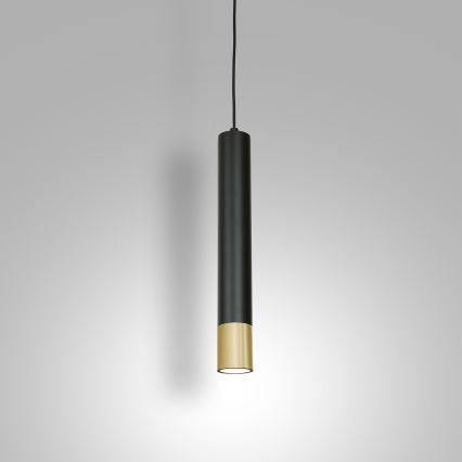 Kattokruunu narussa NEST 1xGU10 / 8W / 230V musta / kultainen