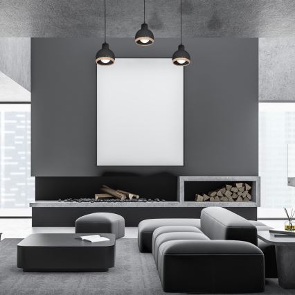 Kattokruunu narussa OVAL 3xE27 / 60W / 230V musta