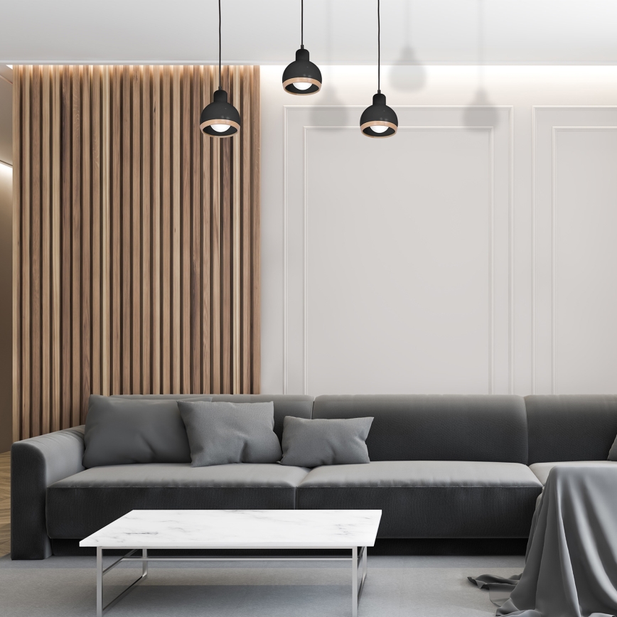 Kattokruunu narussa OVAL 3xE27 / 60W / 230V musta