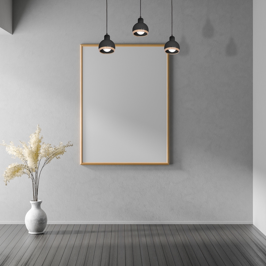 Kattokruunu narussa OVAL 3xE27 / 60W / 230V musta