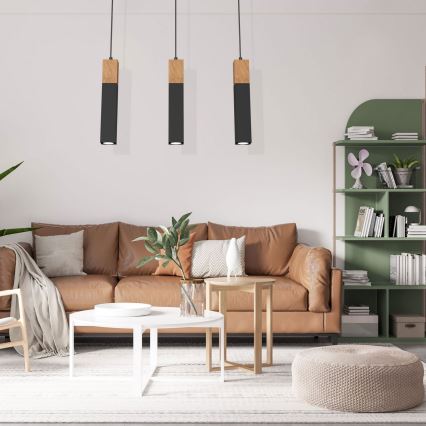 Kattokruunu narussa TULUM 3xGU10 / 60W / 230V musta