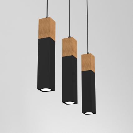 Kattokruunu narussa TULUM 3xGU10 / 60W / 230V musta