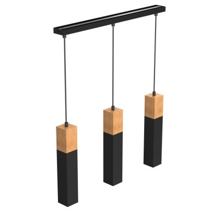 Kattokruunu narussa TULUM 3xGU10 / 60W / 230V musta