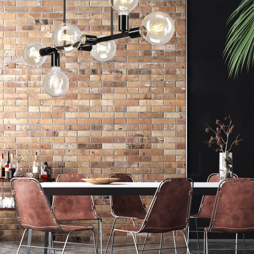 Kattokruunu tangossa ASTRID 6xE27/60W/230V musta